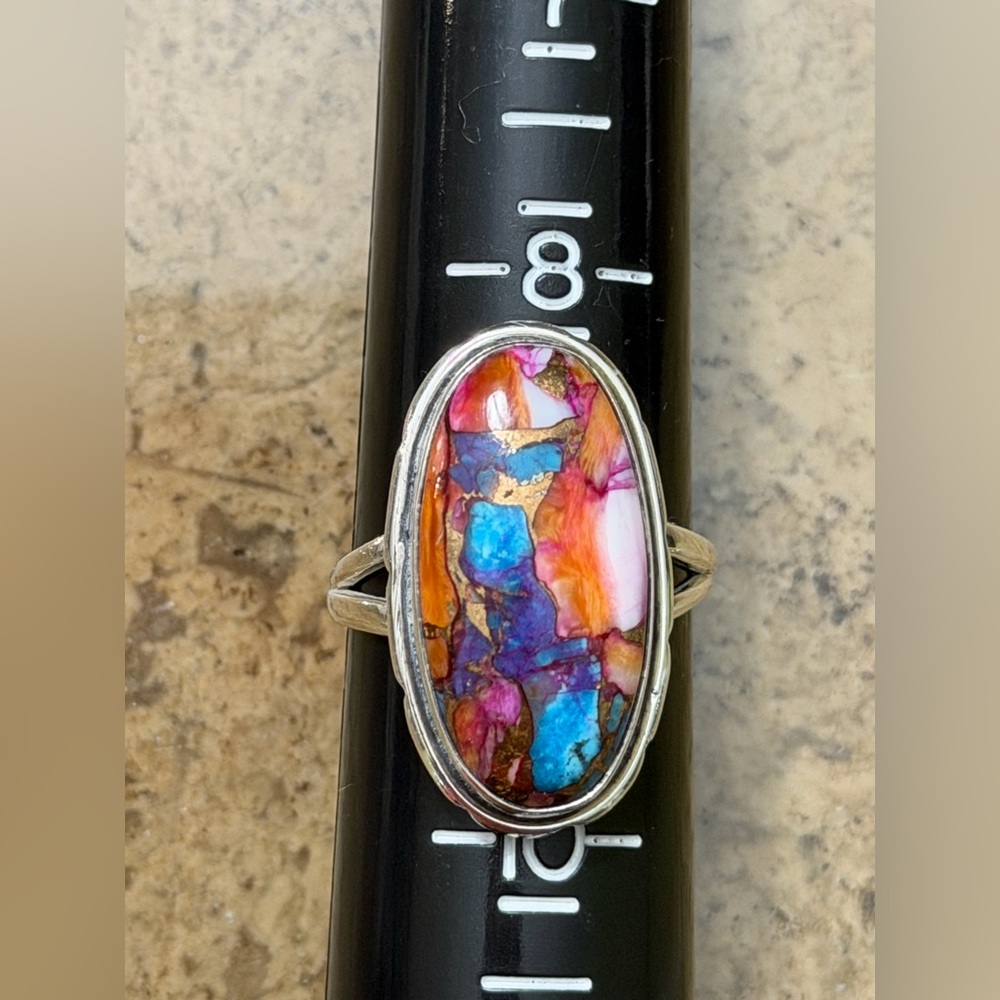 Kingman Pink Dahlia Turquoise in .925 Sterling Silver Setting_Size 9